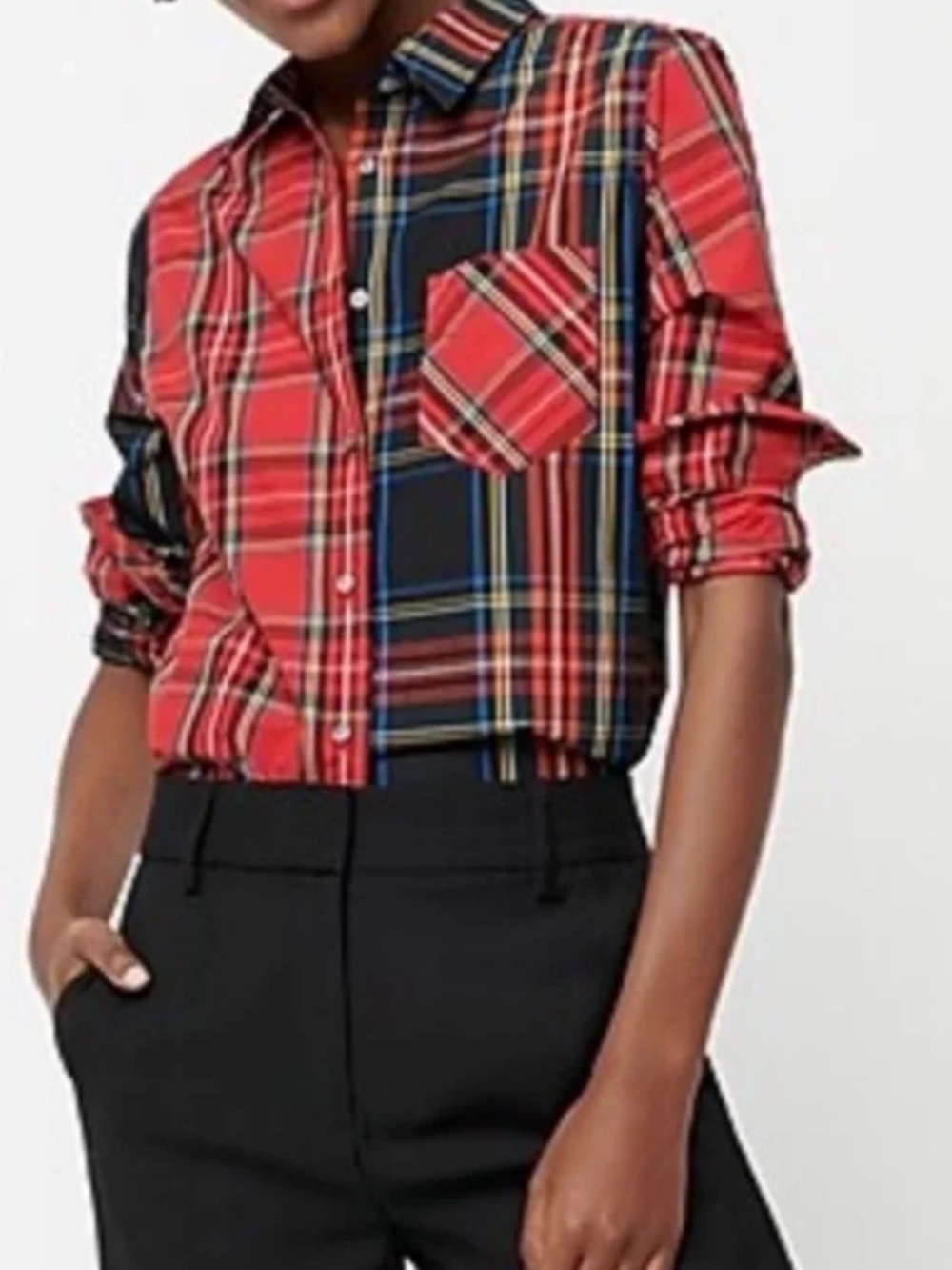 J. Crew Red and Black Plaid Button-Down Shirt
